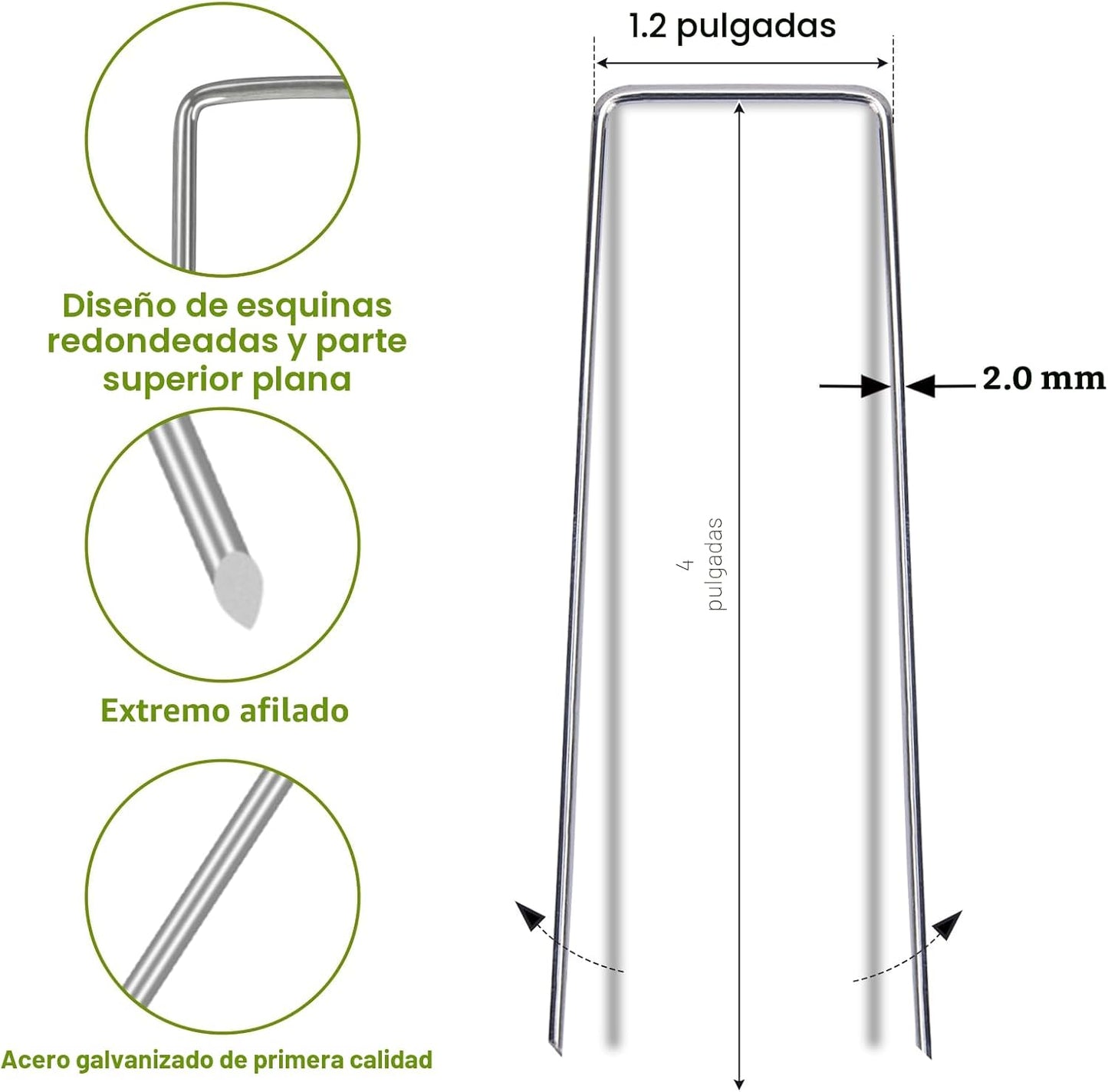75 Grapas Paisaje 4pulg U SOD Estacas Jardín Galvanizadas