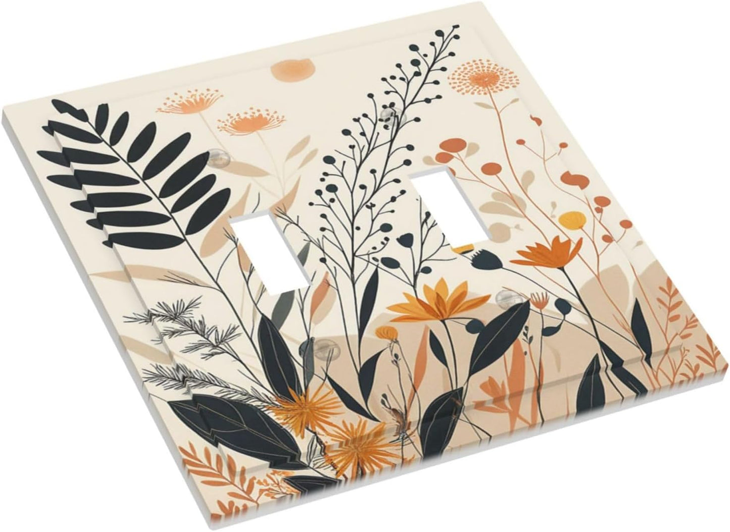 Placa interruptor floral boho 2 gang decorativa