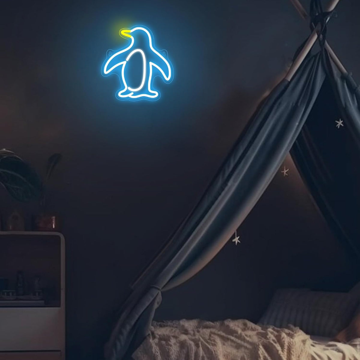 Letrero pingüino lámpara LED USB para hogar sala cafetería