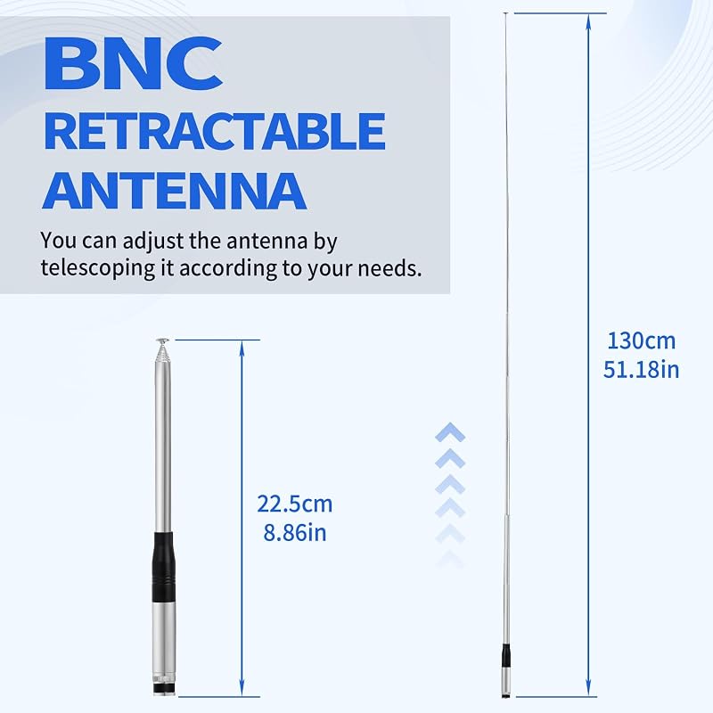 Antena CB 27 MHz telescópica con conector BNC macho