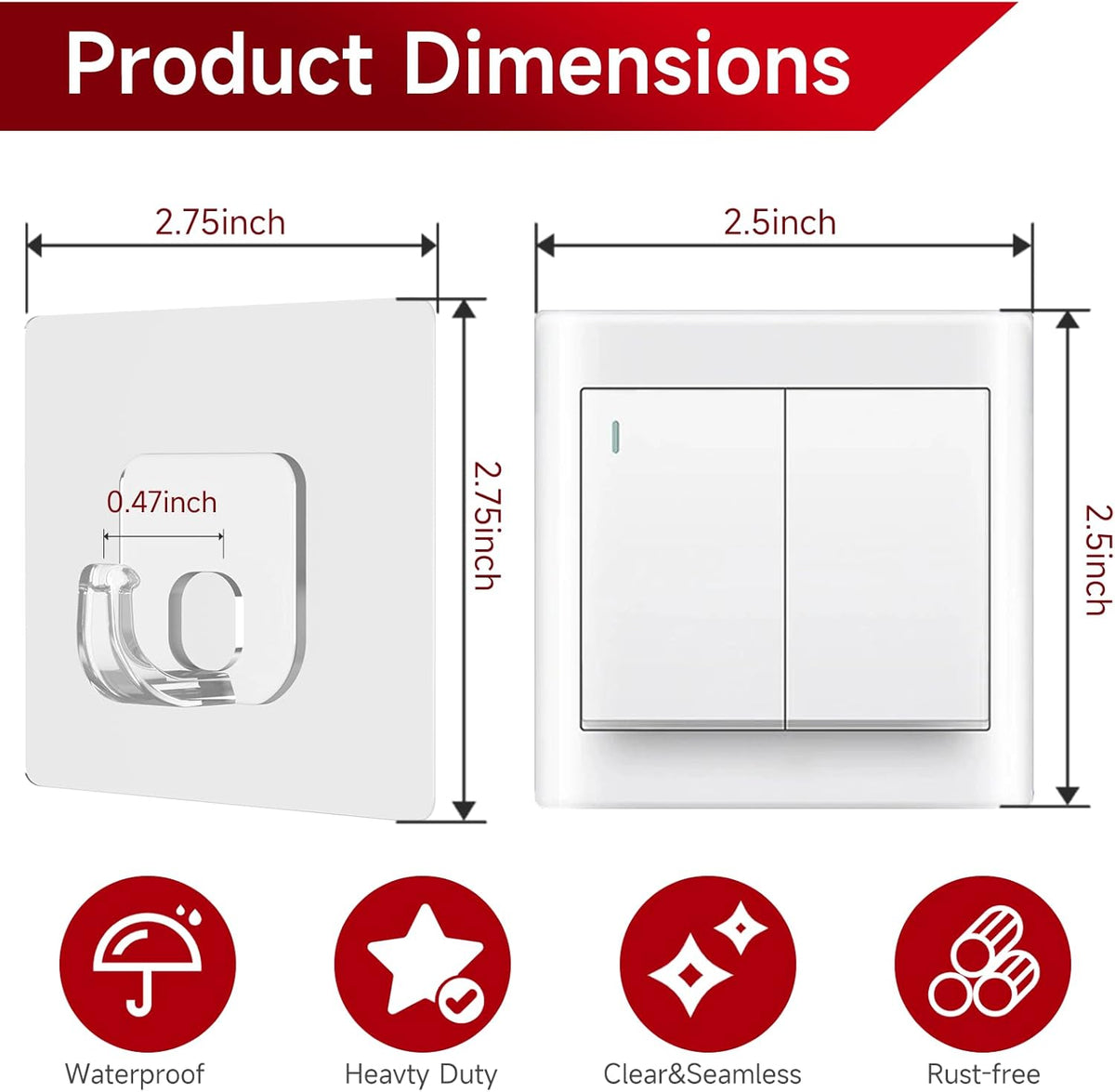 Ganchos adhesivos grandes pack 10 resistente 33lb