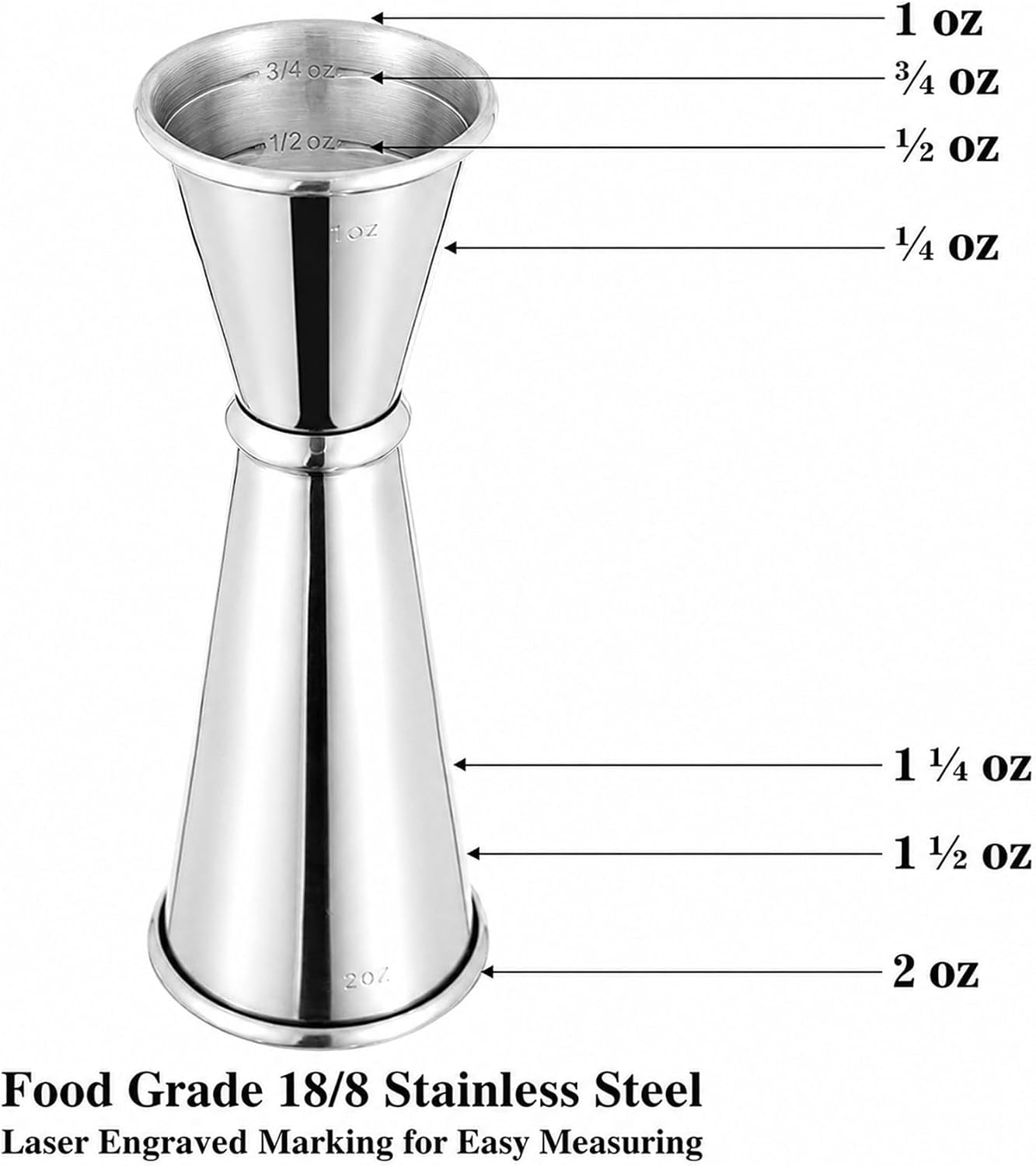 Medidor doble acero inox 1/2oz (1 pack)