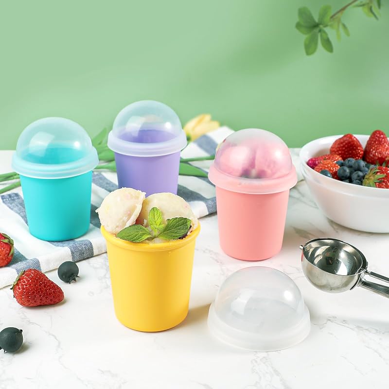 Recipientes silicona helado 6oz set 4 reutilizables sin BPA
