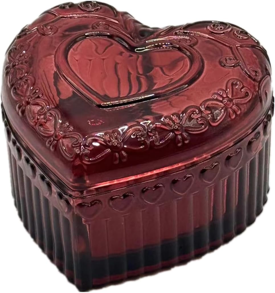 Caja joyería vidrio forma corazón organiz. regalo mujer
