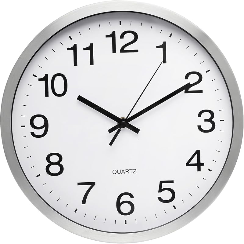 Reloj pared 12pulg acero inox redondo silencioso sin tictac
