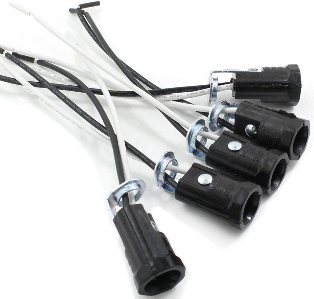 5 Portalámparas candelabro base fenólico negro sin llave