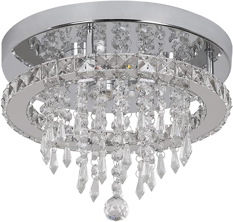 Candelabro de Cristal 3 Luces LED Acero Inox Montaje al Ras