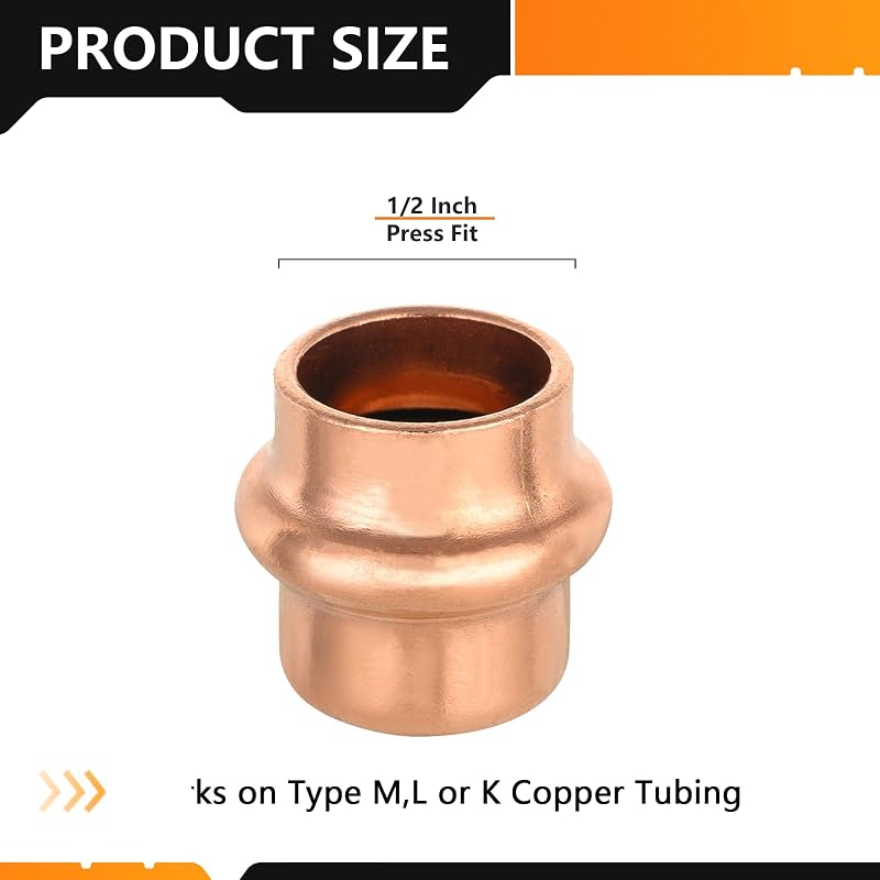 10 Tapones Presión Cobre 1/2" Conexión Tubo