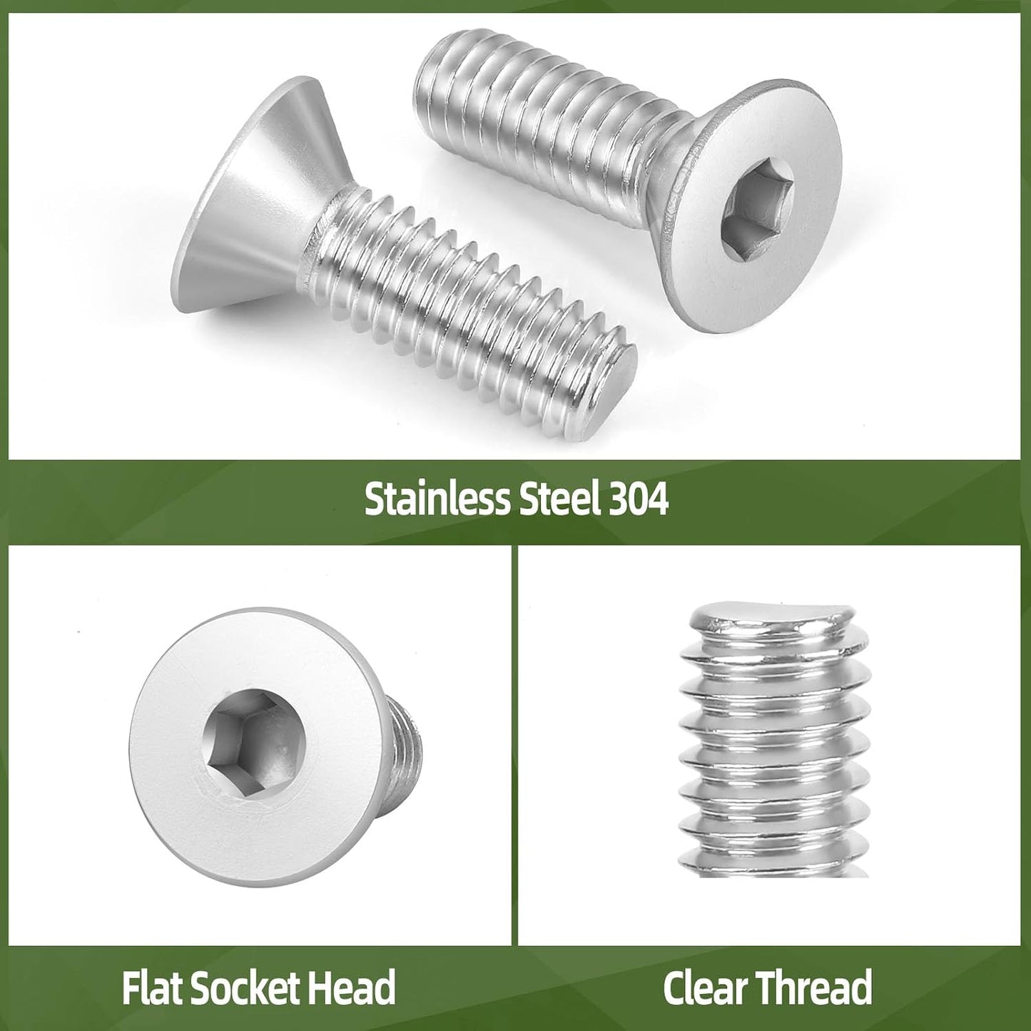 25 Pzas Perno M6x25mm Acero Inox 304 con Tuercas