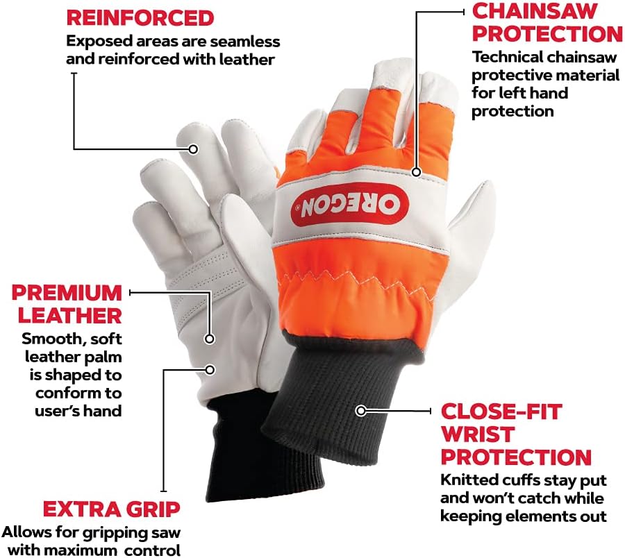 Guantes motosierra mano izquierda cuero talla mediana