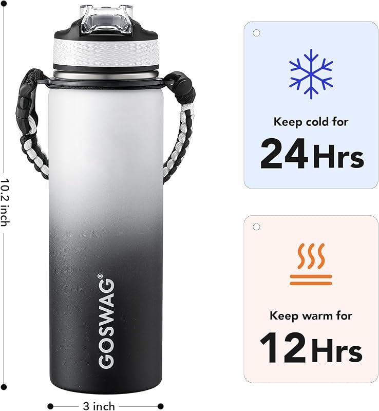 Botella agua deportiva acero inox 24oz con pajilla y mango
