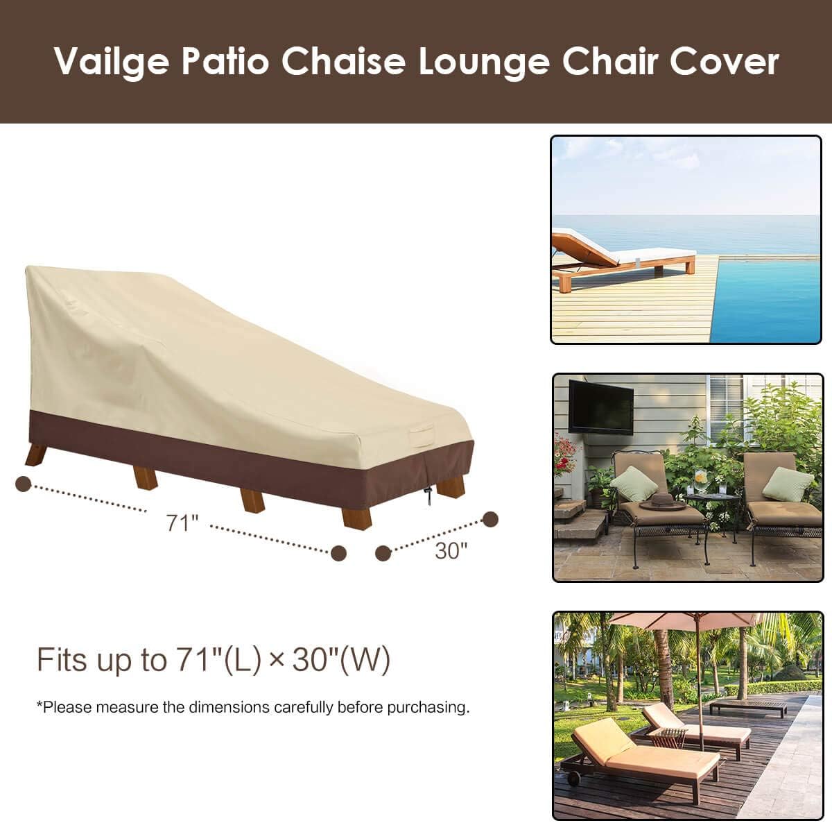 Funda tumbona patio 600D UV resistente 2 pzas beige marrón