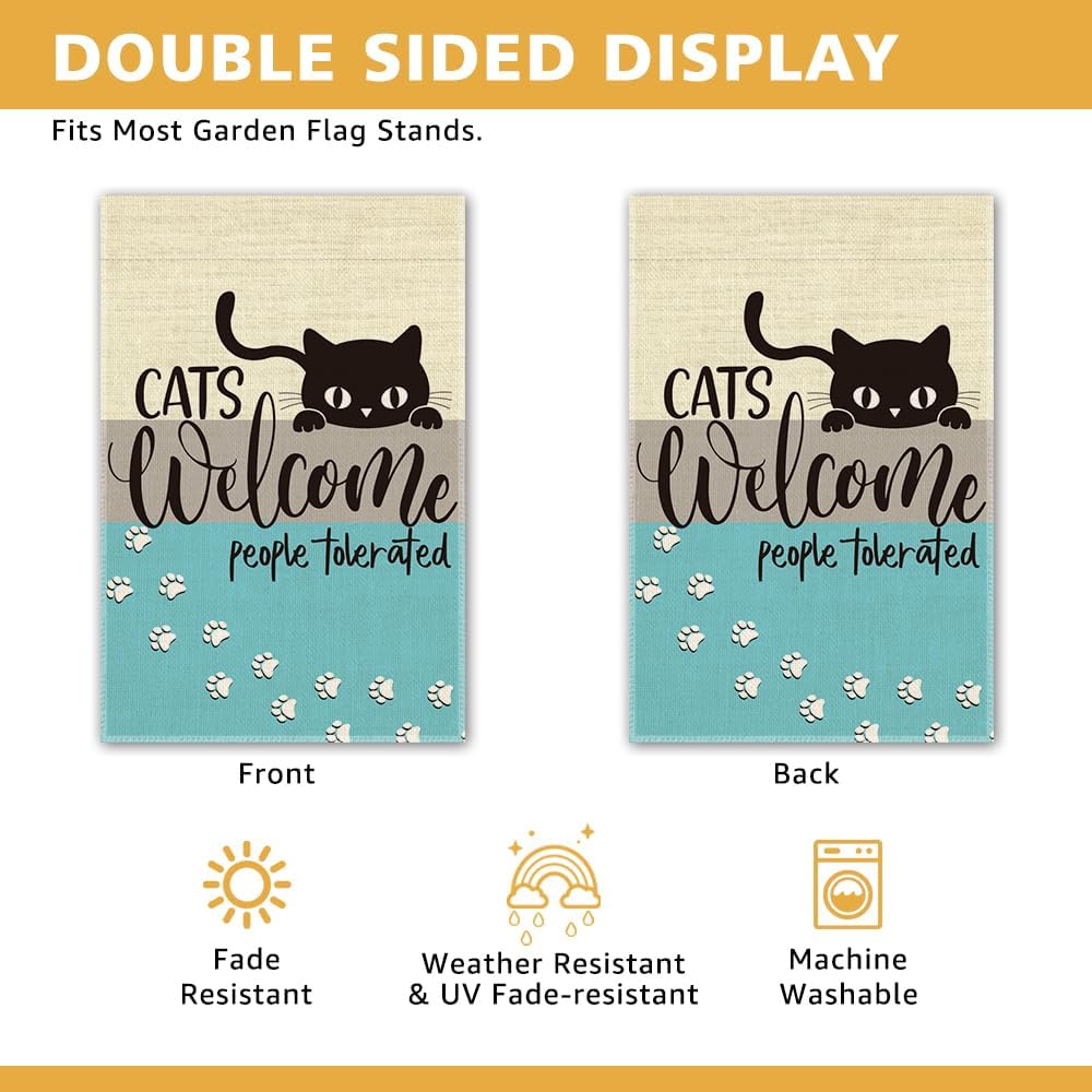 Bandera jardín doble cara cats welcome people para mascotas