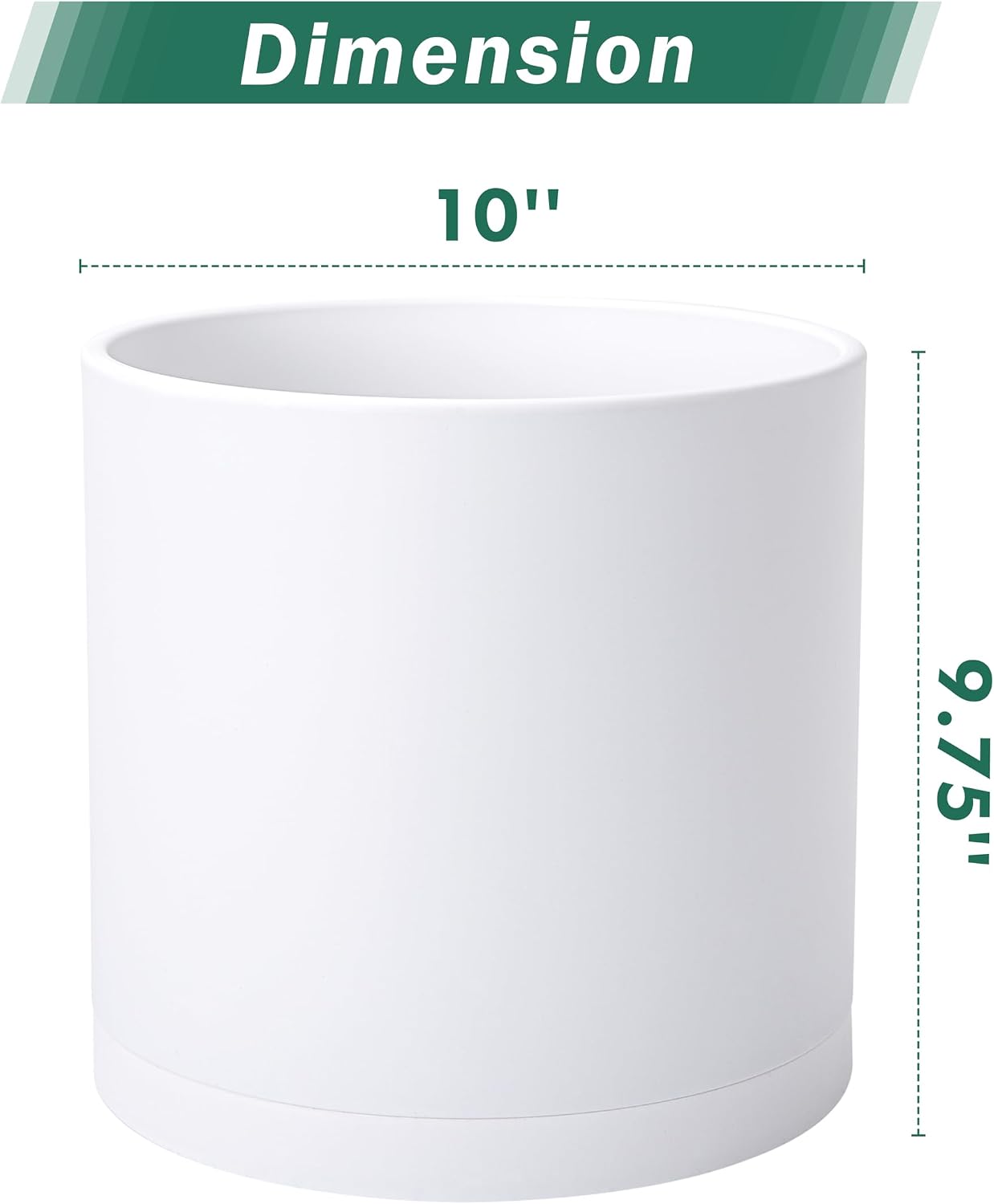2 Pzas Macetas Plástico Cilíndricas 10pulg Blanco Drenaje