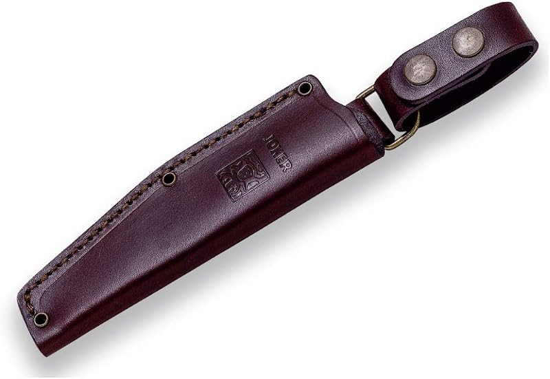 Cuchillo campamento hoja fija N695 mango olivo funda marrón