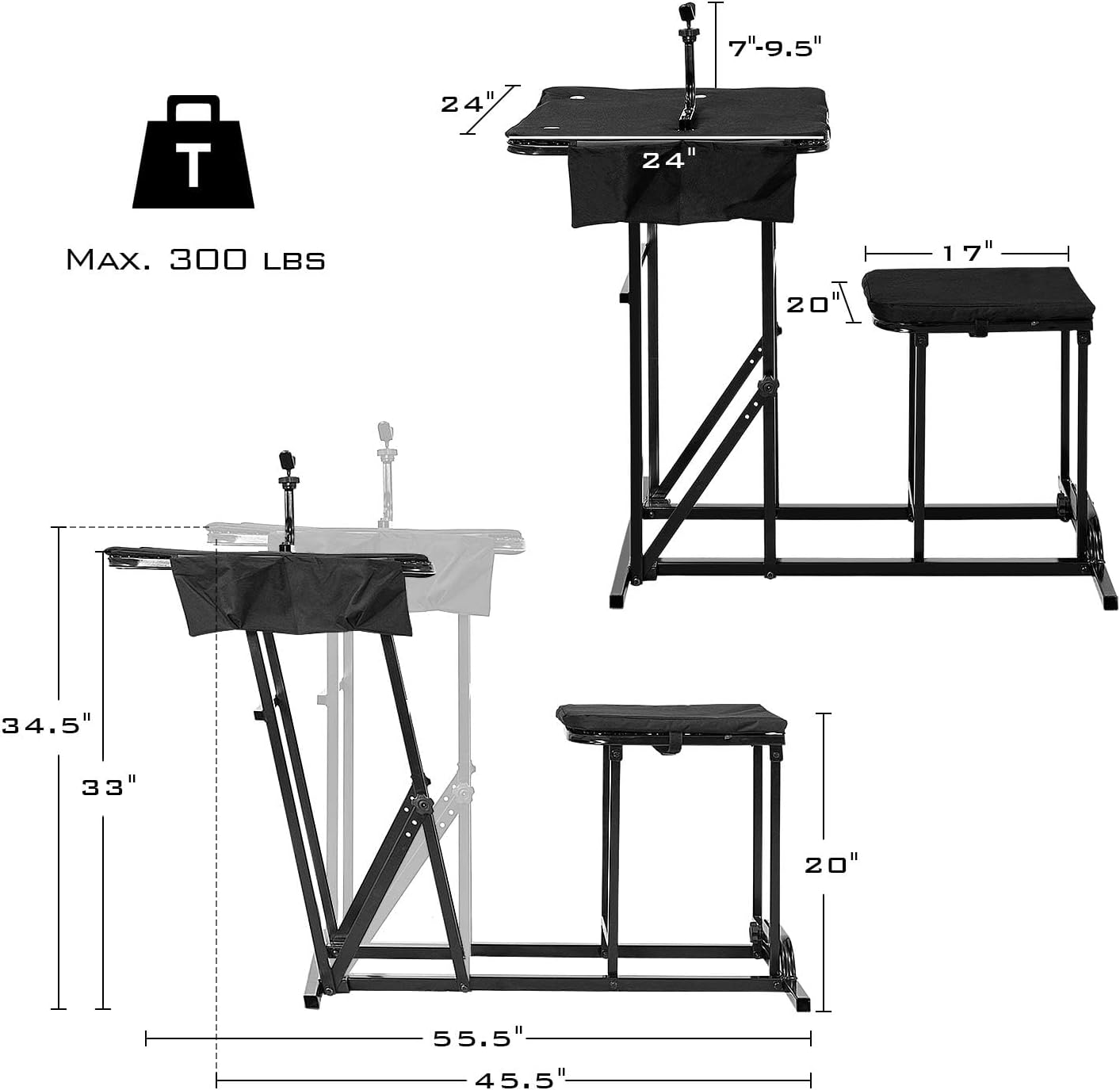 Banco tiro plegable mesa ajustable asiento acolchado