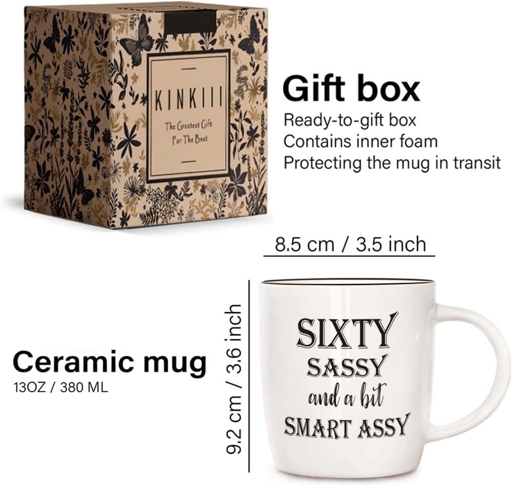 Taza café "Sassy and a bit Smart Ass" regalo mujer 60 cumpleaños