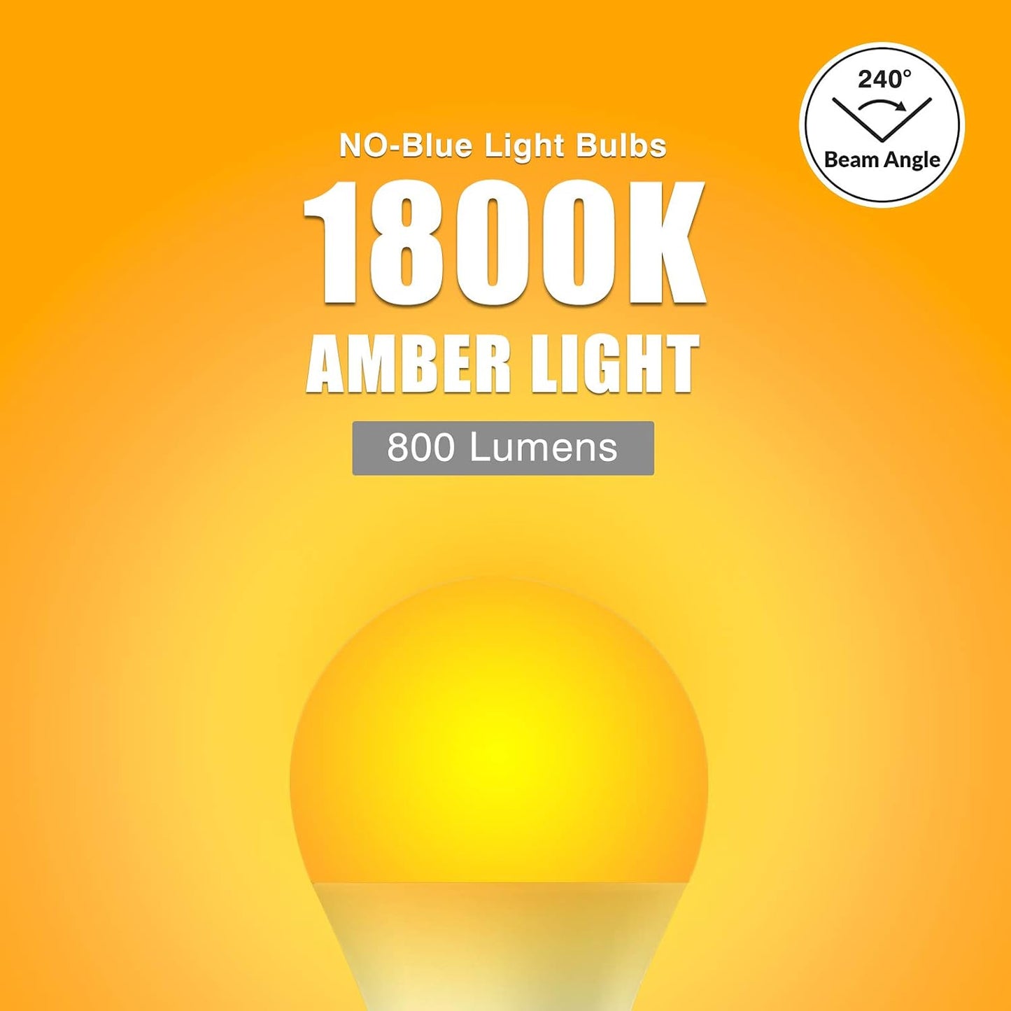 Bombilla luz ámbar 9W 1800K para dormir sin luz azul