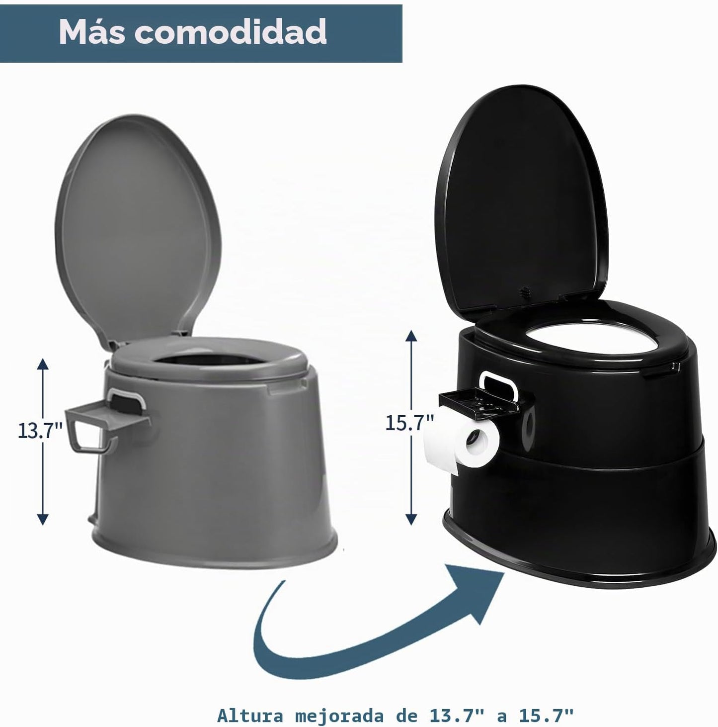 Inodoro portátil negro desmontable para campamento
