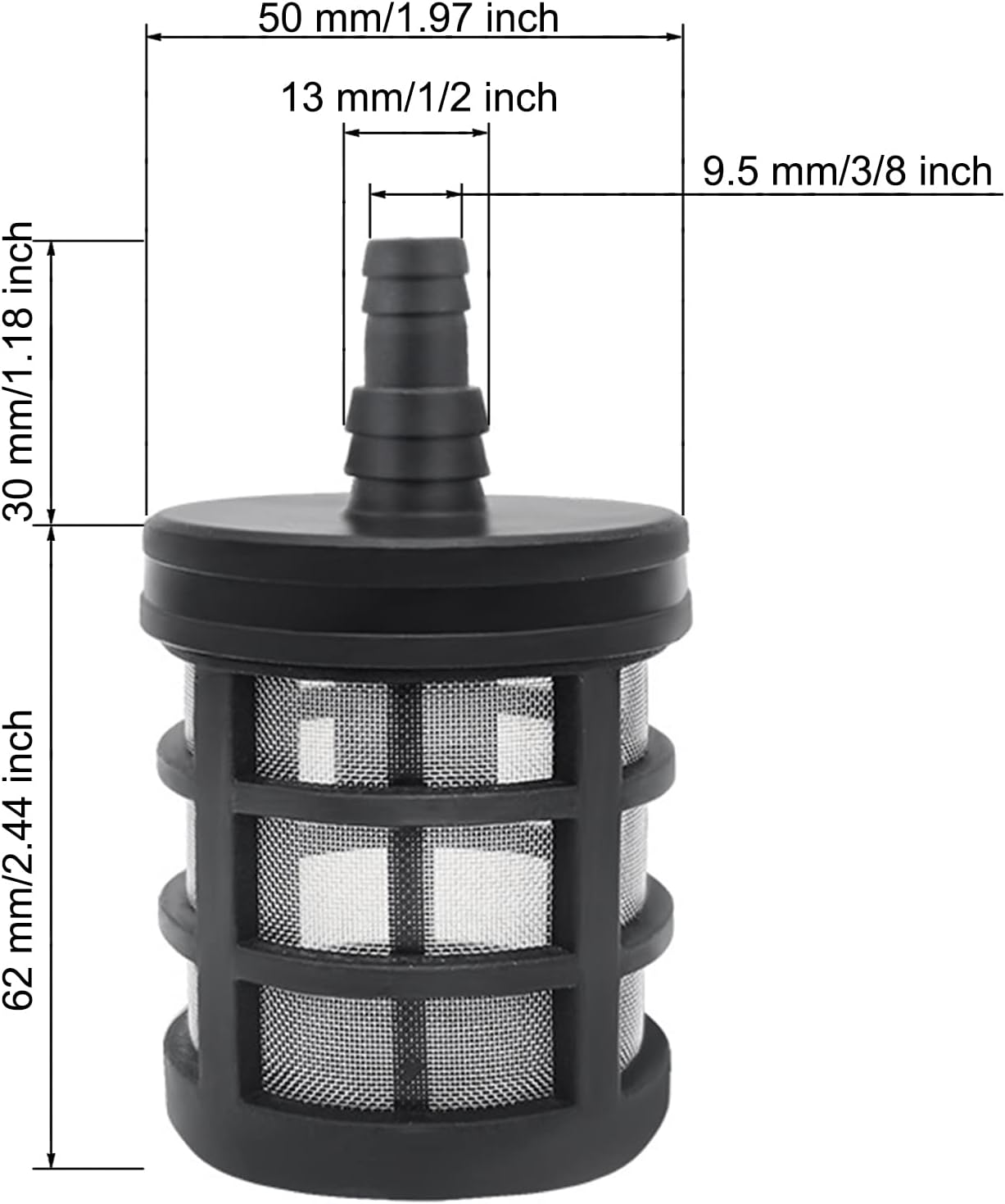 2 Filtros Manguera Jardín 3/8-1/2pulg Acero Inox Conector