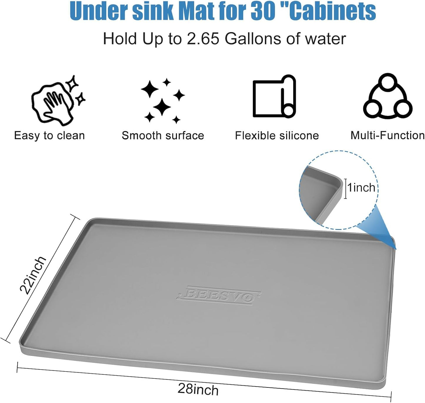 Alfombrilla silicona impermeable fregadero cocina baño 28x22