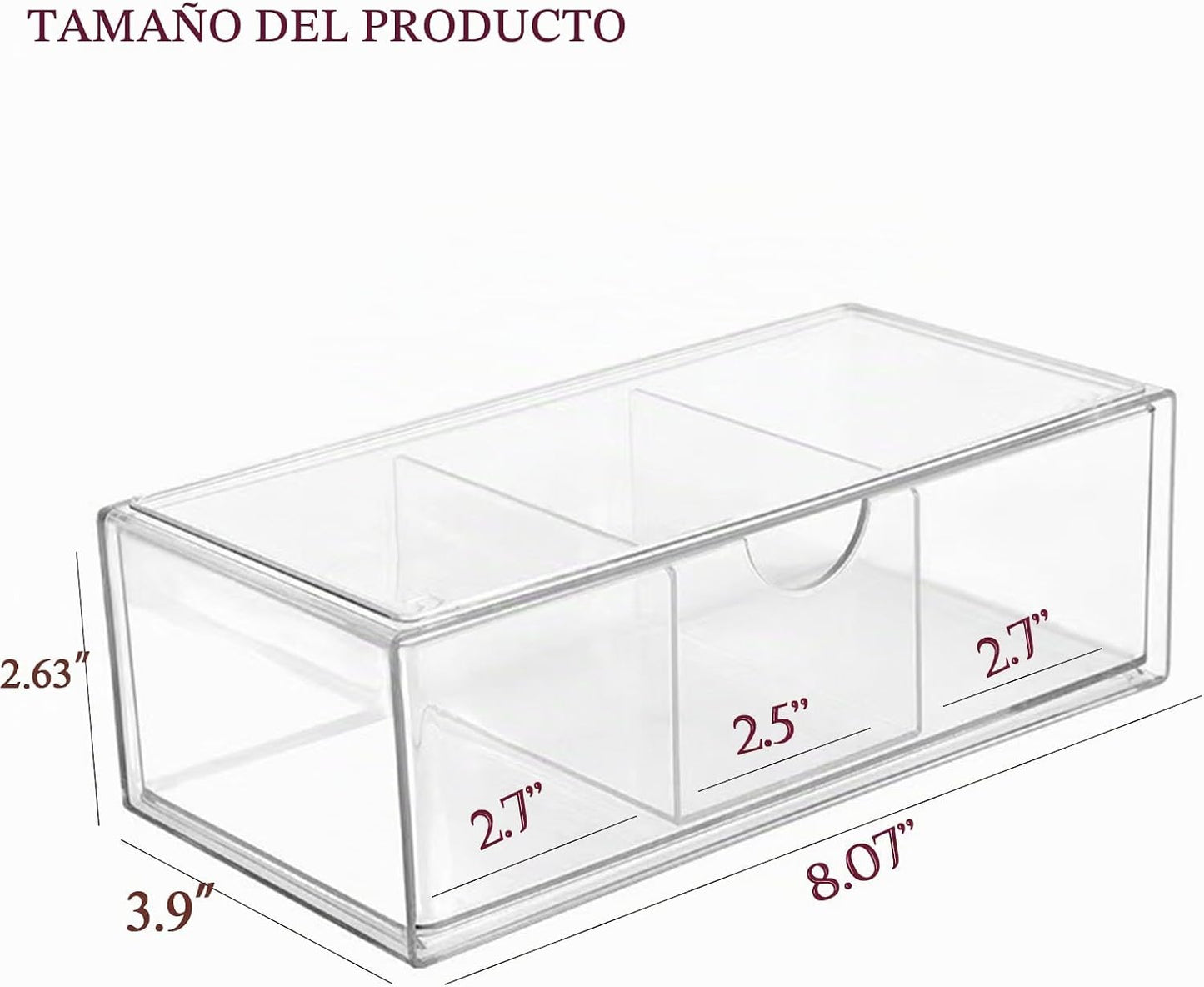 Organiz. cabello niña cajón acrílico transparente
