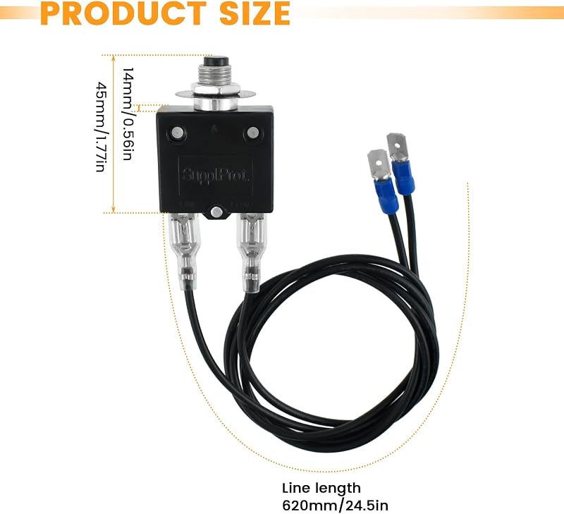 Disyuntor térmico 3-5A 18AWG tapa impermeable 32VCC 125/250VCA