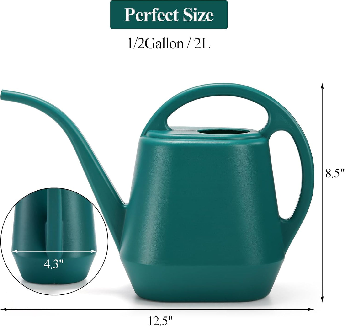 Regadera plástico 0.5gal mango cómodo boquilla larga color verde