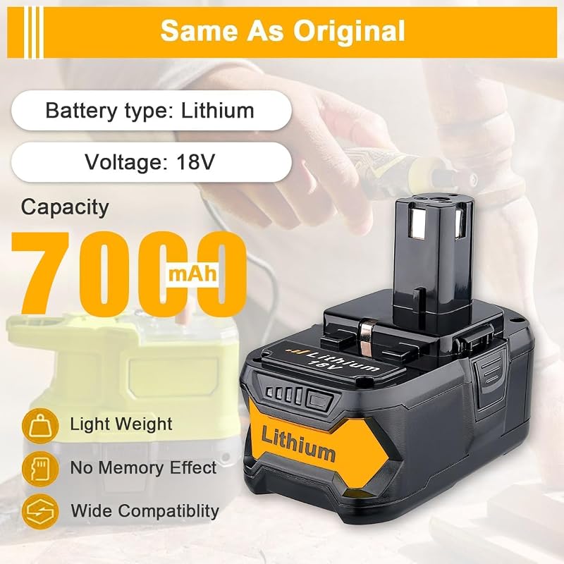 2 Pzas Batería 6.0Ah PBP2005 para Ryobi 18V y Cargador P117