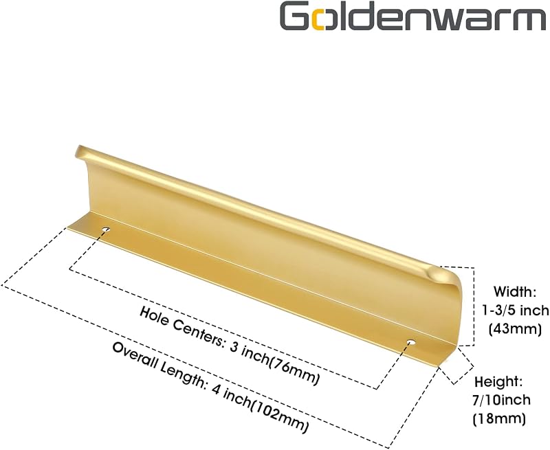 50 Tiradores Dedo Dorado Mate 3" Manijas Cajón