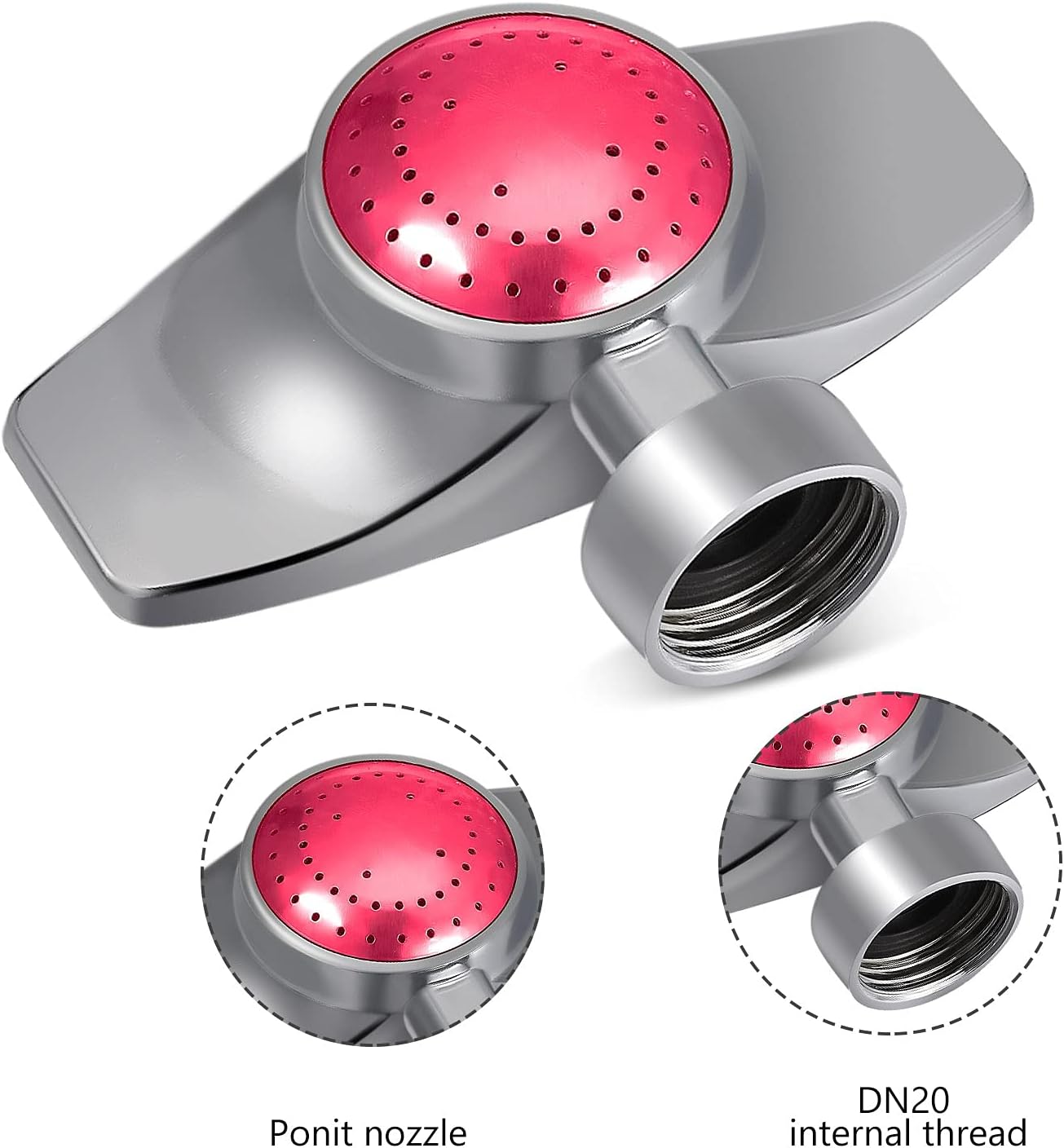 Rociador metal ajustable 360 grados jardín 3 pzas rojo