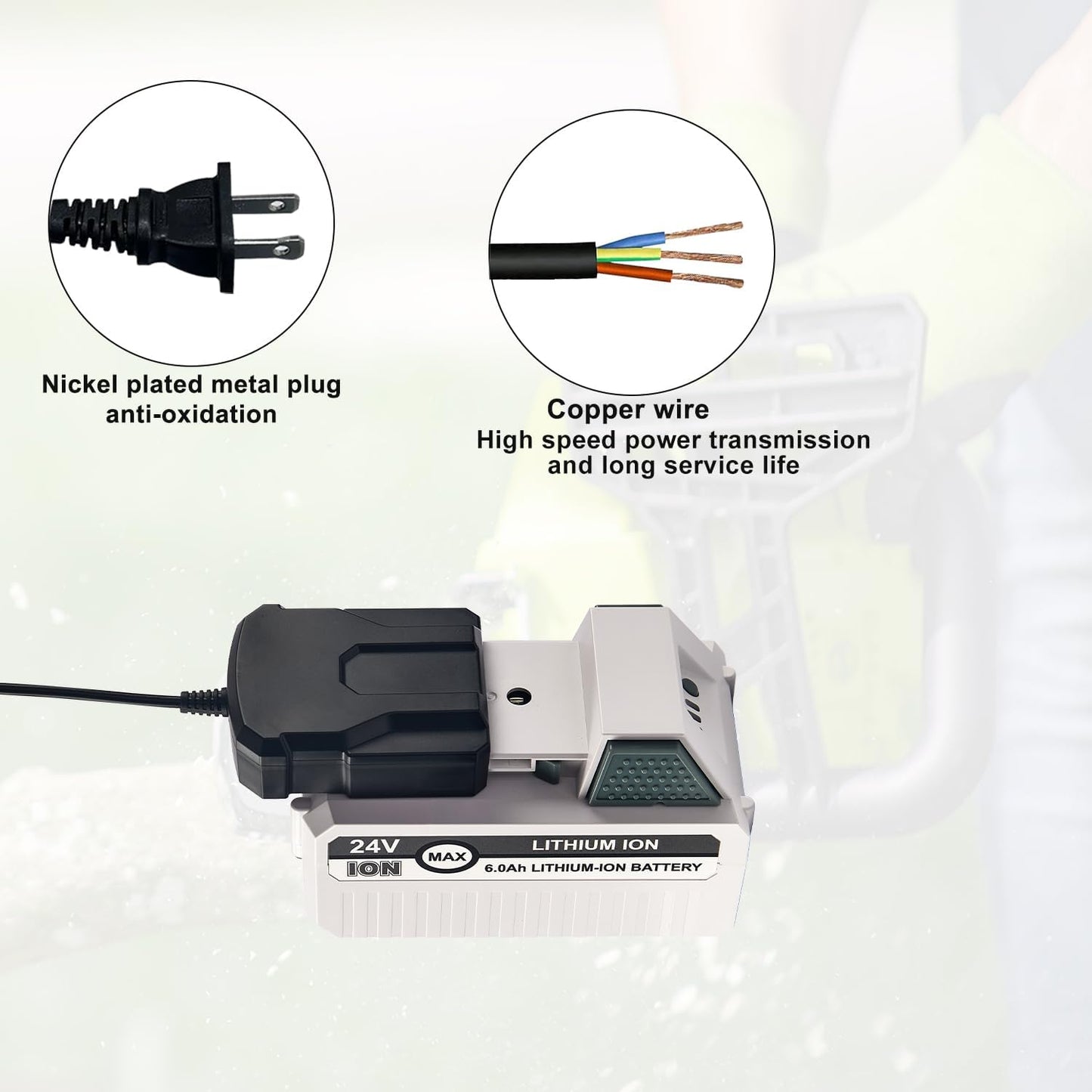 Cargador rápido 24V para baterías Snow Joe y Voltask