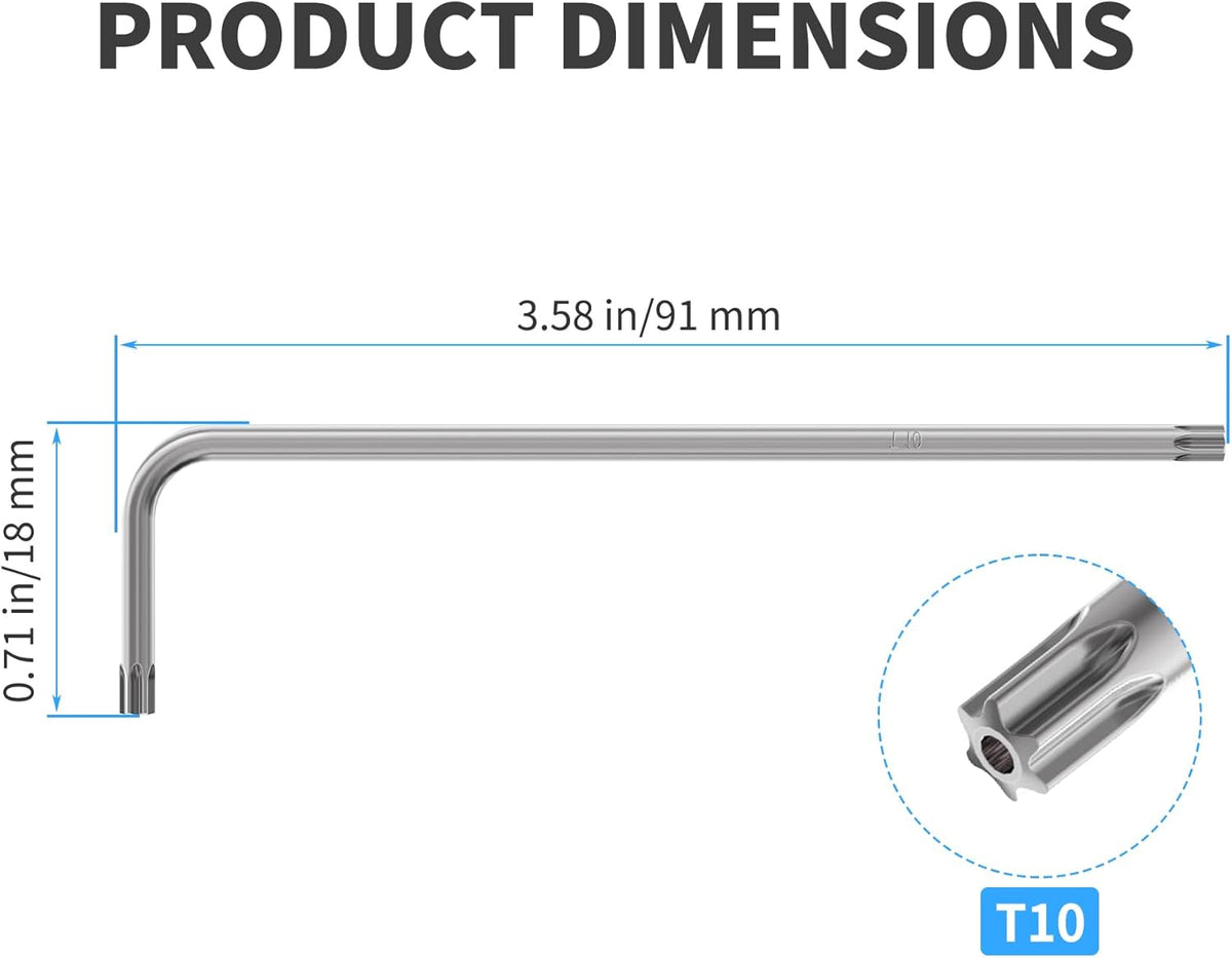 4 Pzas llave estrella T10 antirrobo acero cromo-vanadio
