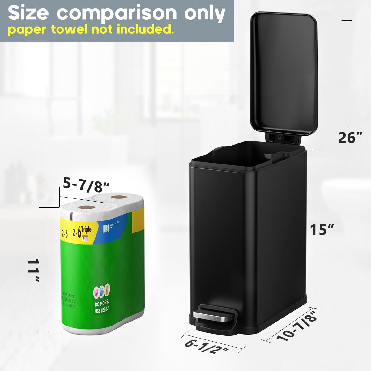 Cubo basura acero inox 2.6gal con tapa suave y pedal