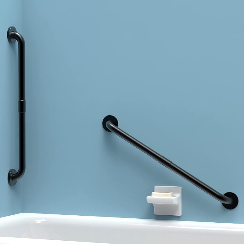 2 Barra agarre acero inox baño 24" comp ADA 500lb Matt Black