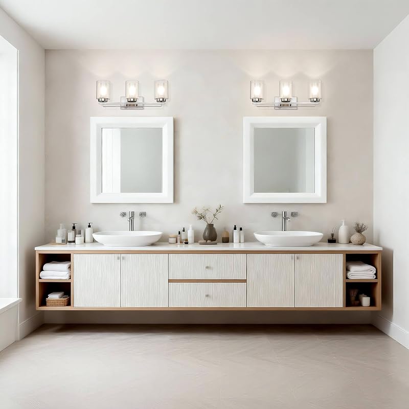 Lámpara pared baño pantalla cristal níquel cepillado 60w