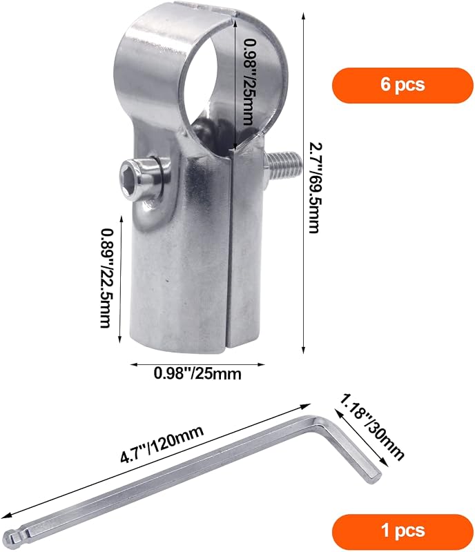6 Juegos Abrazaderas T Acero Inox Plata 1pulg