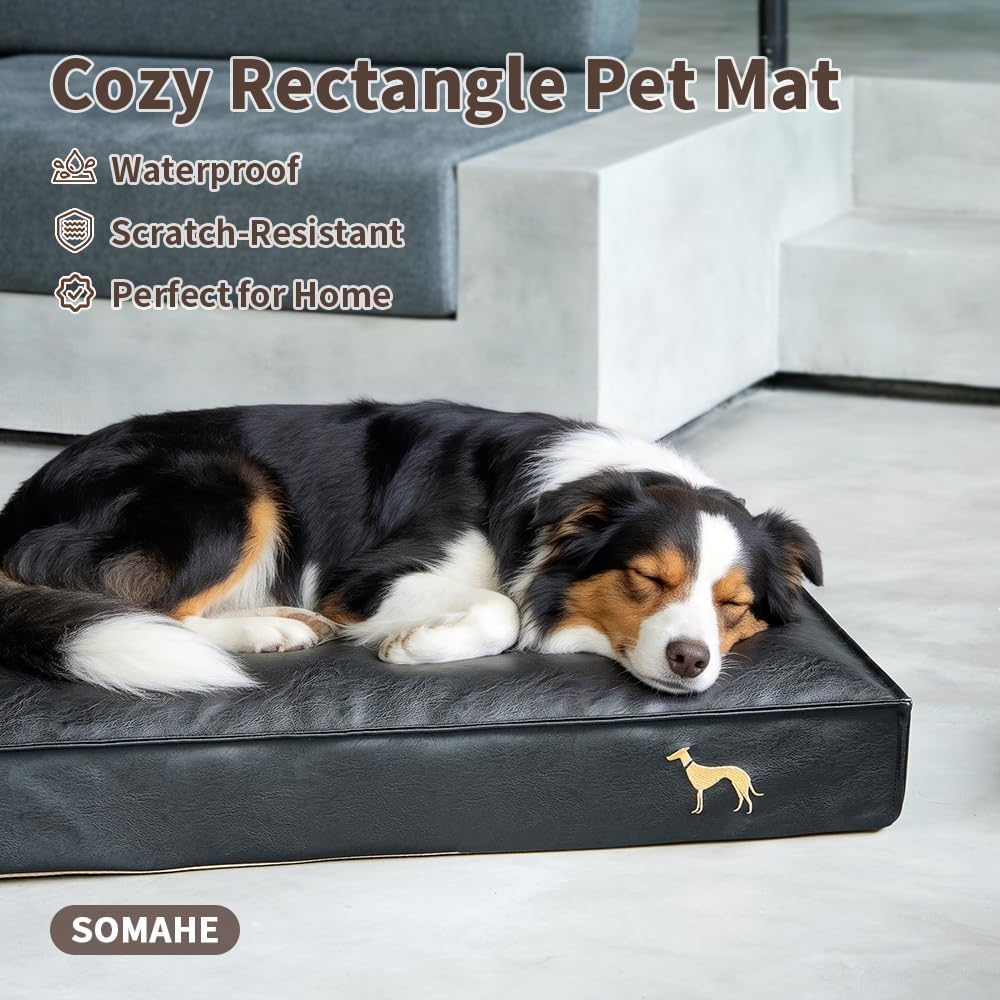 Cama ortopédica perros funda sintética lavable negro 35.4x27.5x4pulg