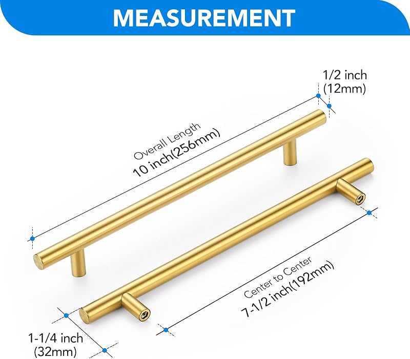 Manijas latón cepillado 7-1/2" tiradores acero inox 30 Uds