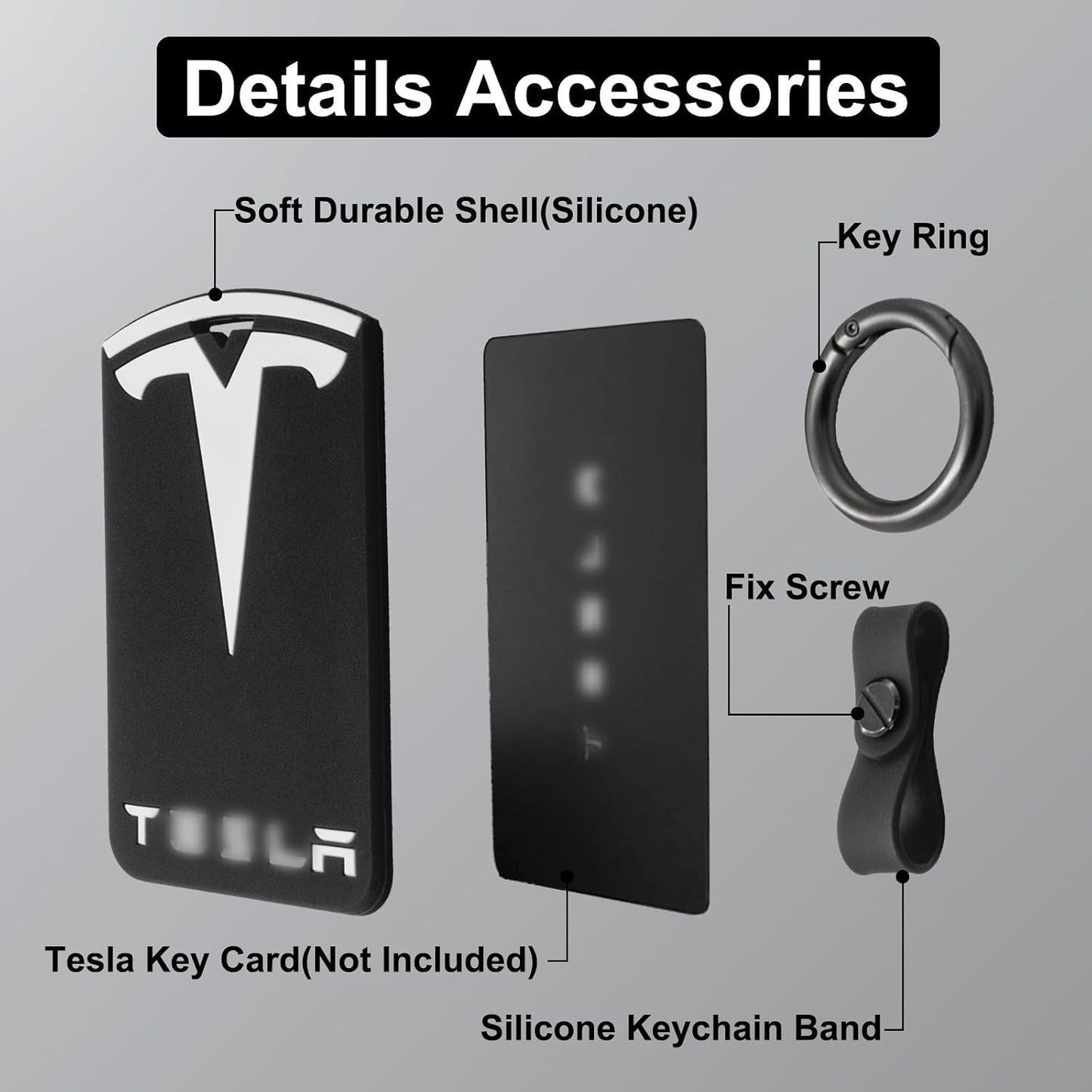 Funda silicona llaves Tesla Y/3/S/X Cybertruck con llavero negro