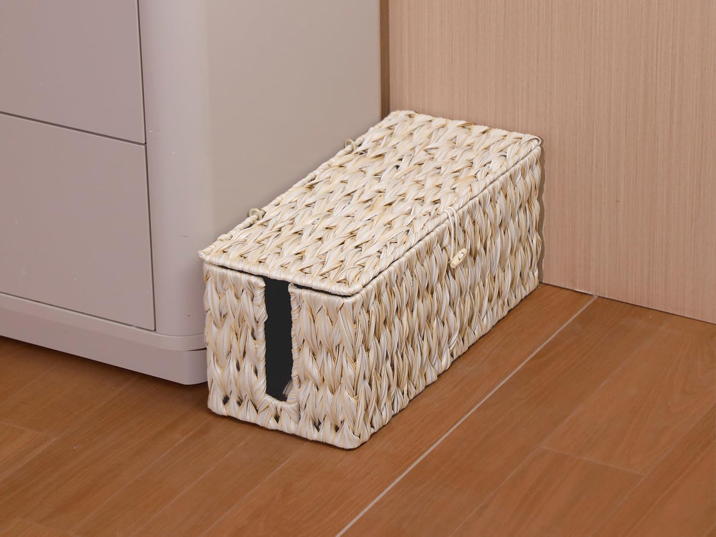 Caja organizadora cables tejida a mano con tapa