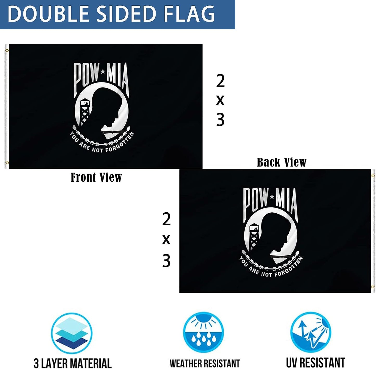 Bandera Mia Pow 2x3 doble cara resistente 3 capas