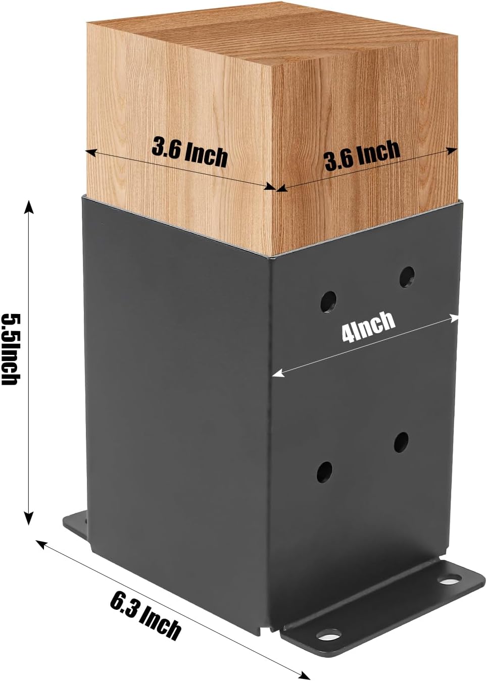 Base poste valla 4 pzas 3.5x3.5 pulg anclaje negro