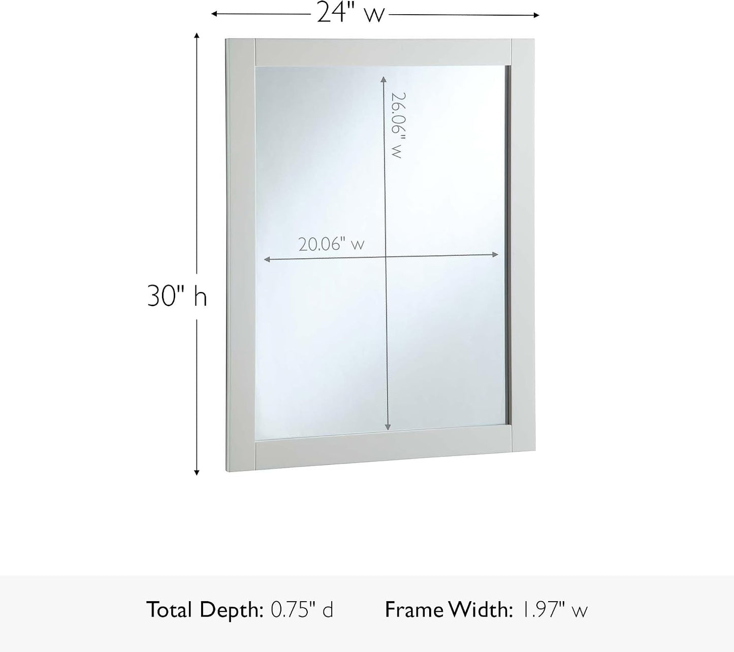 Espejo rectangular marco madera blanca 24x30pulg