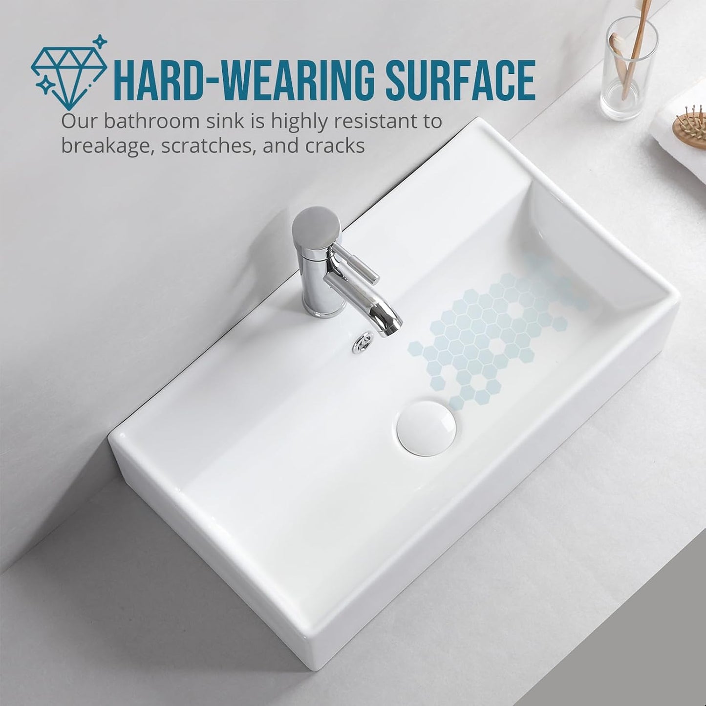 Lavabo cerámica rectangular 22x12.6pulg blanco