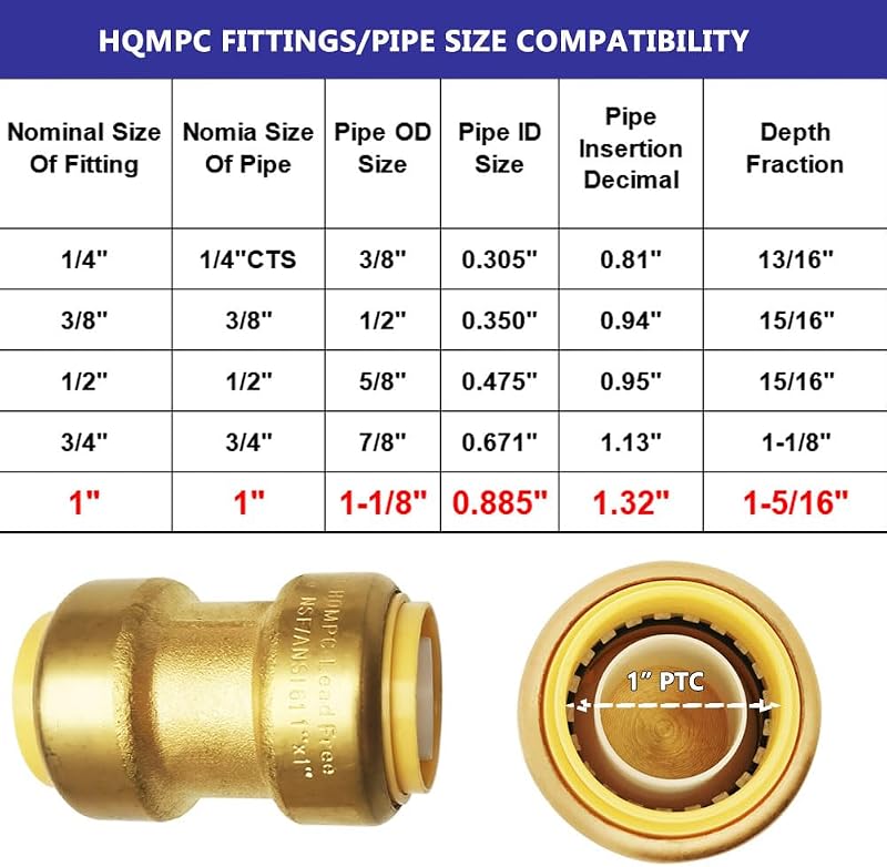 Acoplamiento PEX recto 1" latón sin Pb