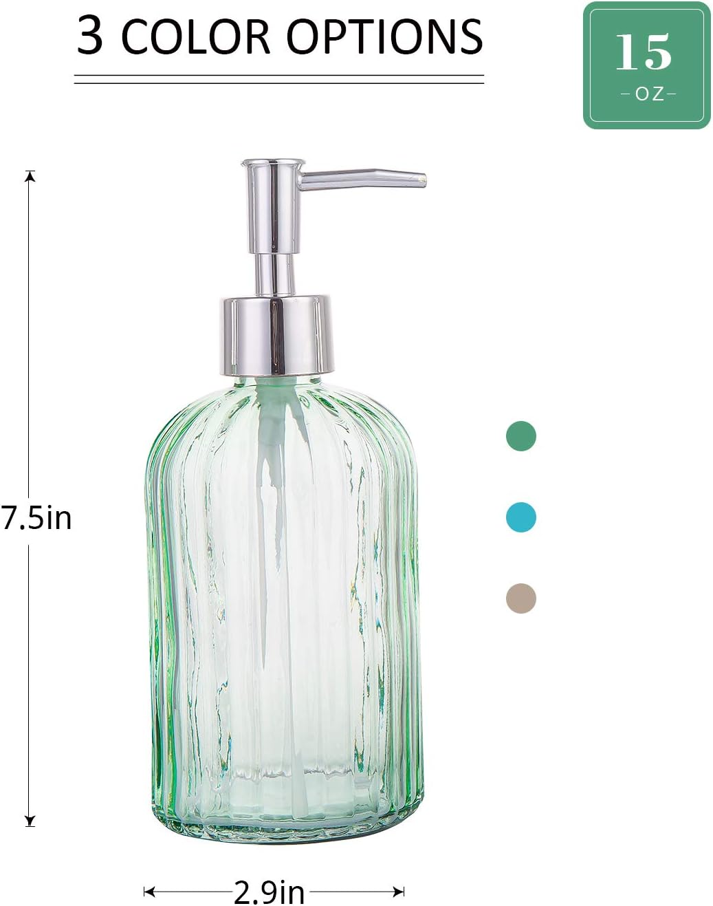 Juego 3 botellas dispensadoras jabón vidrio 15oz baño