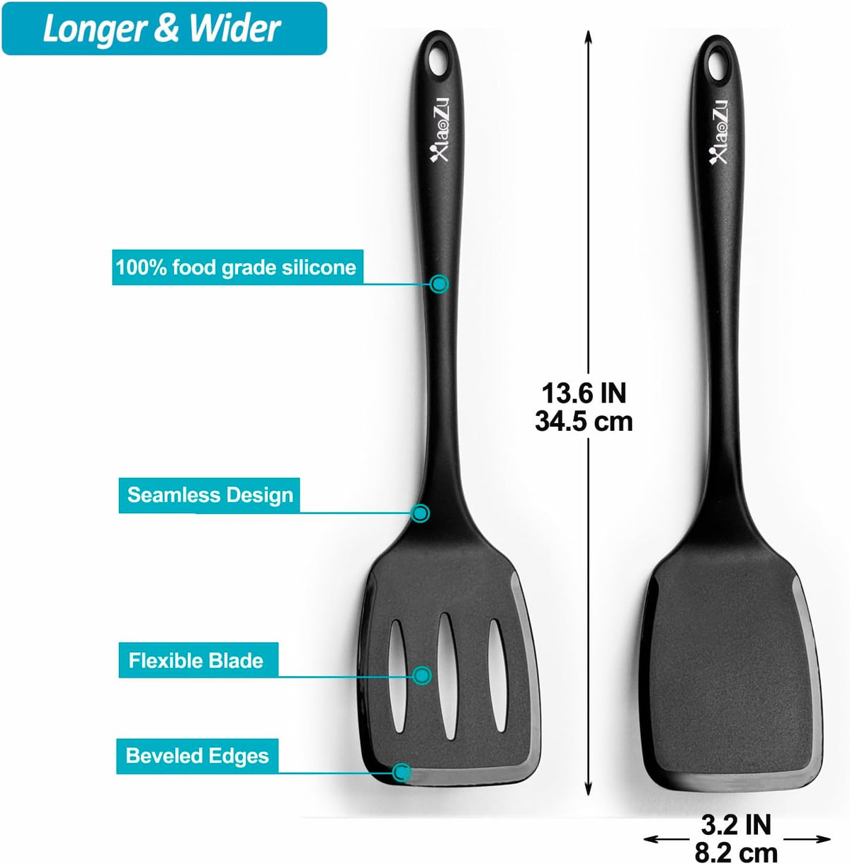 Set espátulas silicona 13.6pulg antiadherentes flexibles
