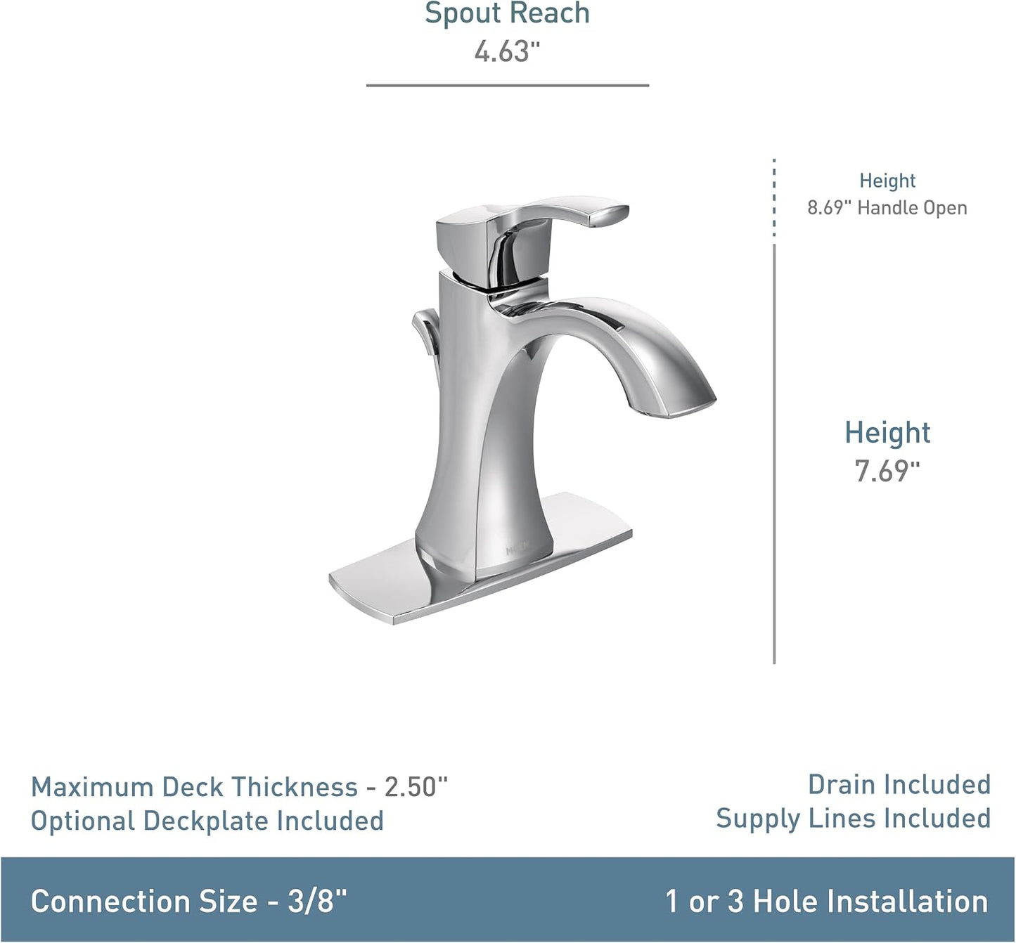 Llave baño arco alto una manija níquel cepillado 6903BN