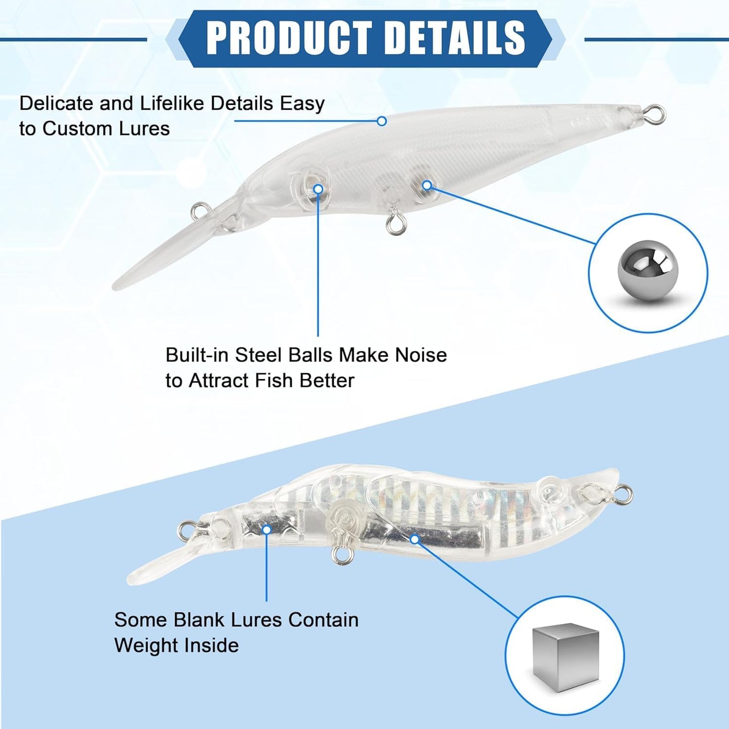 Kit señuelo pesca blanco 249 piezas sin pintar accesorios
